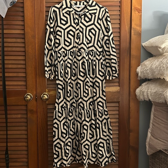 Zara Geometric Print Cotton Dress - Picture 5 of 10
